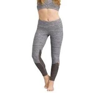 Prana Bohemio 7/8 Gray Black Coolmax Striped Yoga Gym Legging Pants Size Small